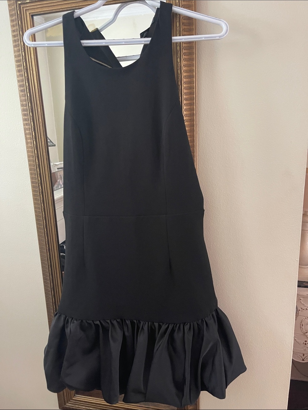 Aqua Black Sleeveless Ruffle-Hem Mini Dress with Scoop Neck